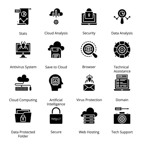 网络和主机Glyph图标图片下载