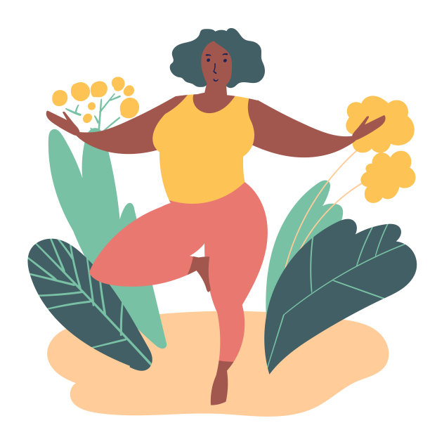 手绘最小矢量插图的卡通人物做瑜伽图片下载