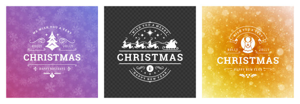 圣诞照片覆盖复古的排版设计华丽的装饰符号与节日祝愿矢量插图图片下载