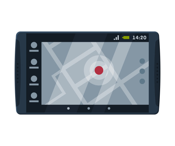 现代出租车计价器，出租车服务电子测量设备与触摸屏矢量图在白色背景图片下载