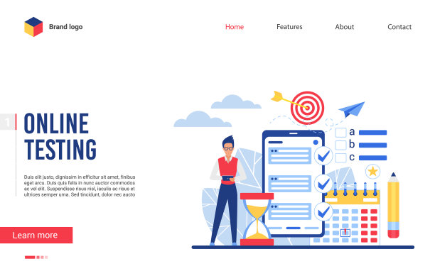 网上考试考试卡通平图片下载