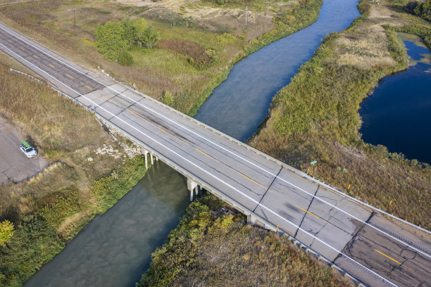 内布拉斯加州河上的公路和桥梁图片下载