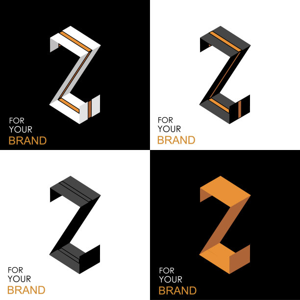 等距设置字母z黑白色金调色板图片下载