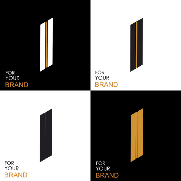 等距set字母I黑白色金调色板图片下载