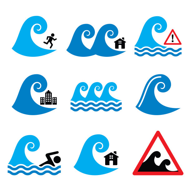 海啸大浪警告自然灾害图标图片下载