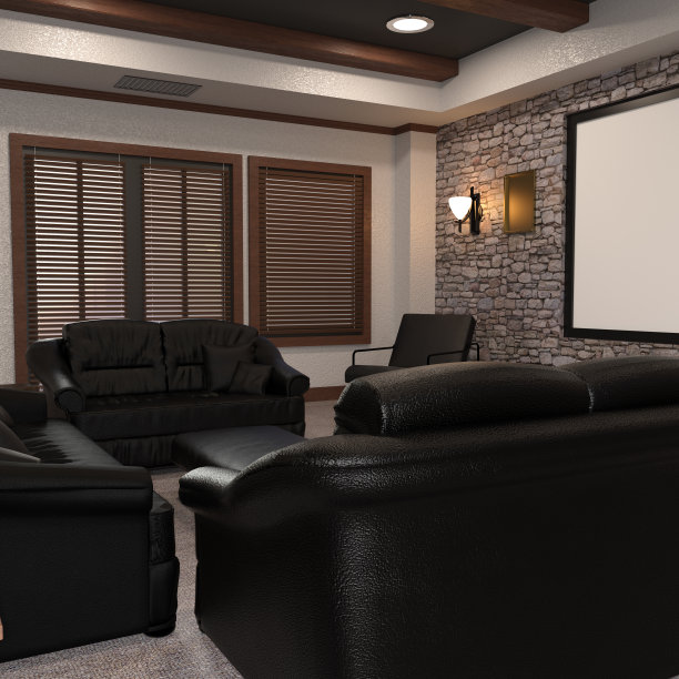 3D插图家庭影院内部图片下载