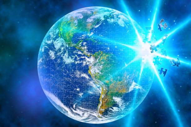 太空中的拼图地球爆炸图片下载