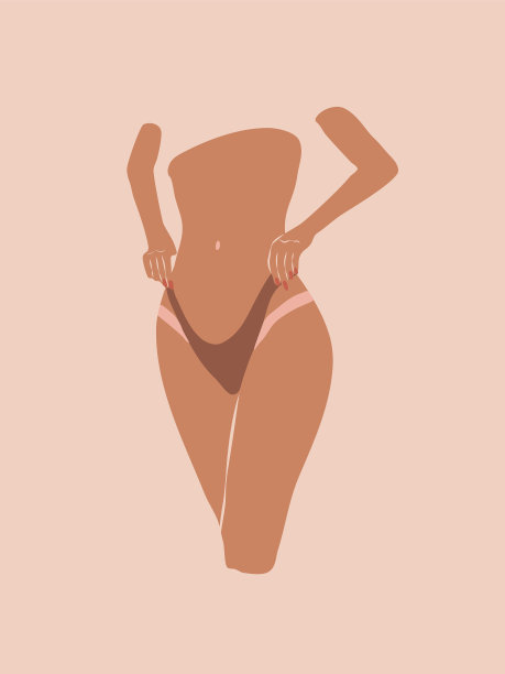 晒黑的女孩在比基尼显示没有晒伤的身体部分图片下载