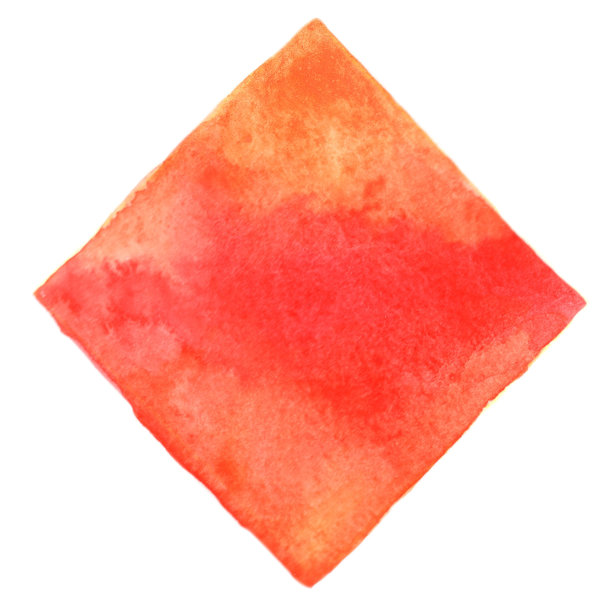 抽象的红色和橙色颜色的方形水彩手绘横幅装饰。图片下载