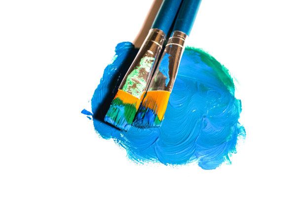 画笔在白色上的蓝色图片下载