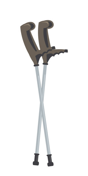 扁平可调金属拐杖孤立在白色图片下载