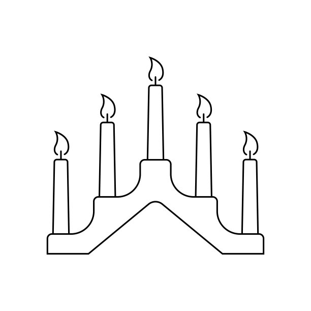 圣诞蜡烛桥或拱门轮廓图标。圣诞节用蜡烛装饰窗户。矢量插图。图片下载