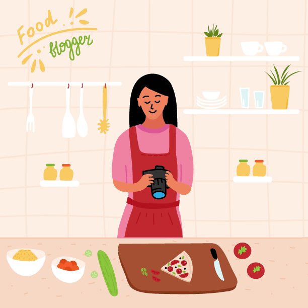 美食博主制作披萨照片。女厨师使用相机为博客或视频频道。在家做健康的食物。自制的食物。烹饪视频大师图片下载