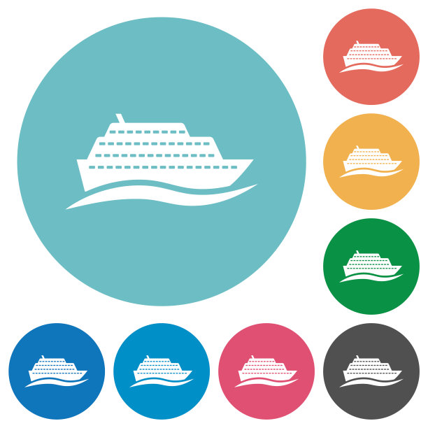 游船波浪平圆形图标图片下载