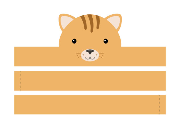 可打印的猫纸帽子。派对皇冠模切模板生日，圣诞节，宝宝送礼会。娱乐的有趣配件。纸皇冠模拟孤立的白色背景。打印、剪切和粘合。图片下载