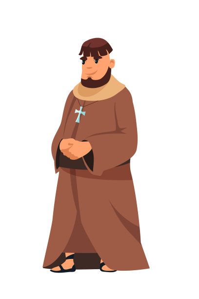 中世纪的天主教神父站在白色长袍上图片下载