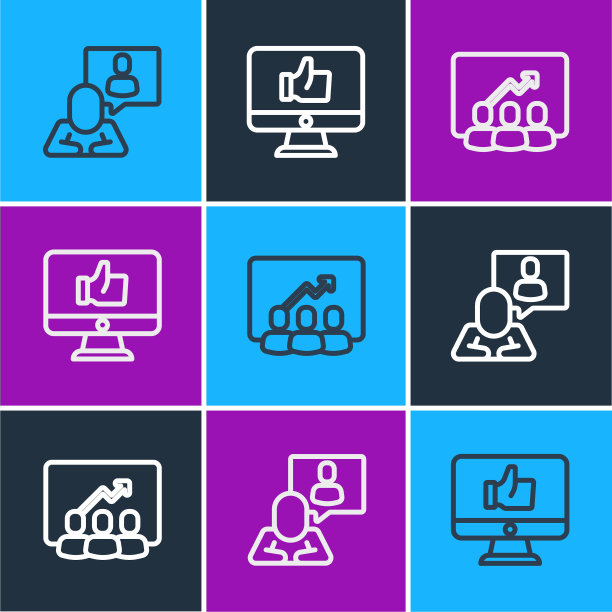 设置线头部狩猎，项目团队基地和手像图标。向量图片下载