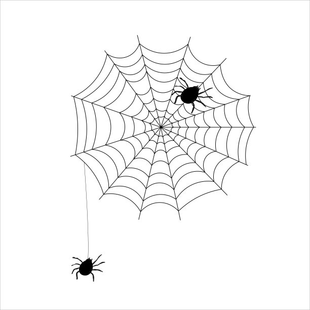 黑色恐怖的蜘蛛和网络图标在万圣节很恐怖。图片下载