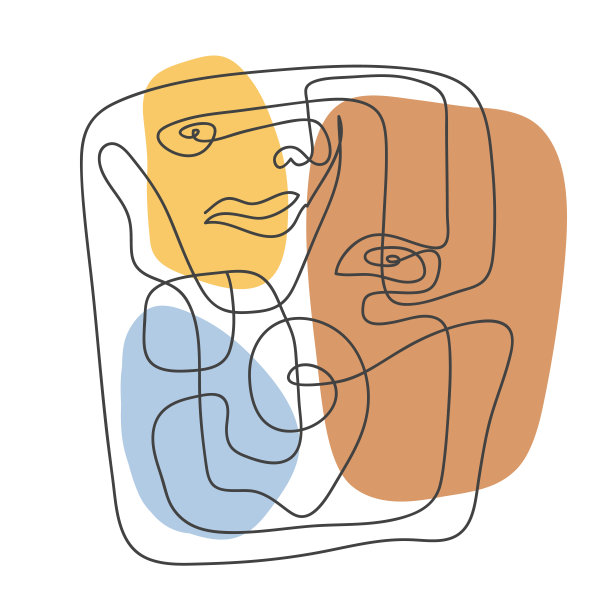 线条抽象的现代海报。连续线的艺术。一个画线。极简主义的图形。图片下载