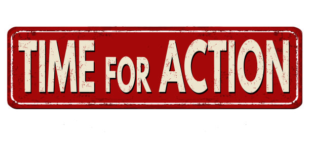 行动的时间，陈旧生锈的金属标志图片下载