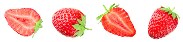 白色背景上孤立的草莓切片。俯视图图片下载