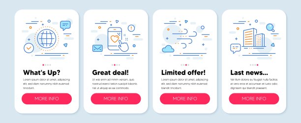 一套商业图标，如心脏评级，全球，风天气符号。建筑图标。向量图片下载