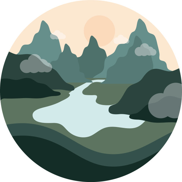 景观自然，河流，山脉，山谷景观平坦图片下载