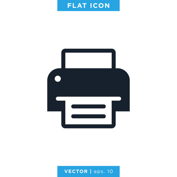 打印机图标矢量插图设计模板。图片下载