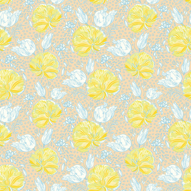 复古牡丹半滴图案。优雅的粉彩复古花卉设计。图片下载