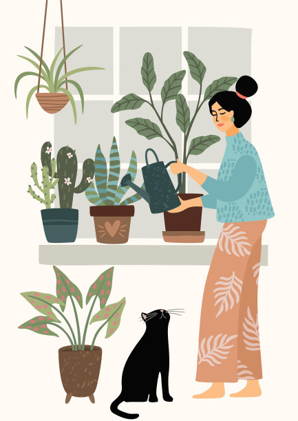 呆在家里给植物浇水图片下载