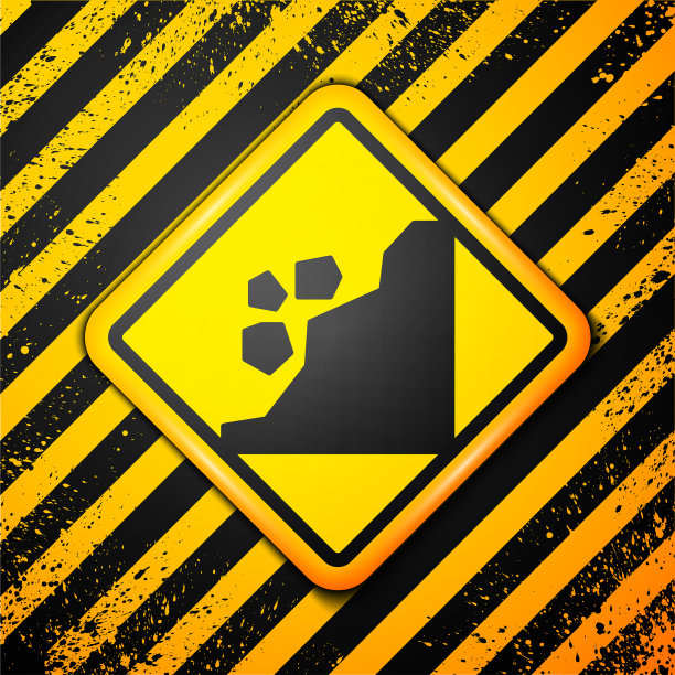 黑色滑坡图标孤立在黄色背景图片下载