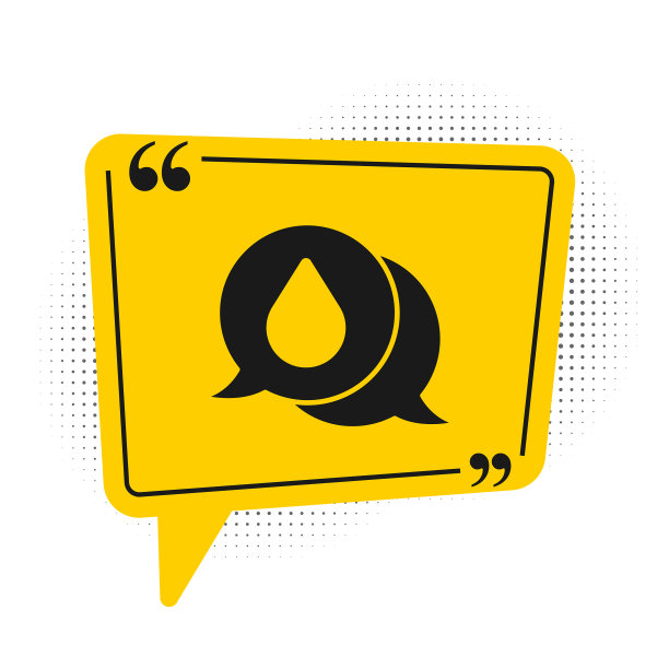 黑色水滴与语音气泡图标隔离图片下载