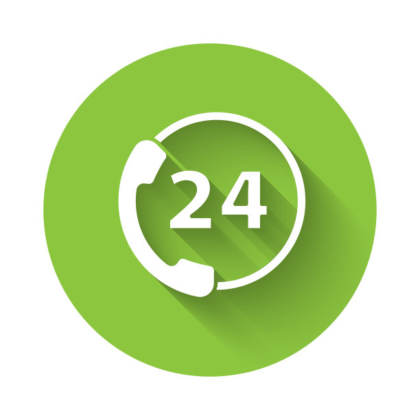 白色电话24小时支持图标孤立图片下载