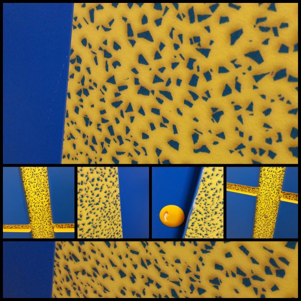 抽象的大学构成的蓝色和黄色的颜色，形状和设计图片下载