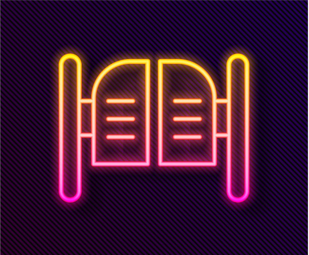 霓虹灯线老西餐厅的摇摆门图片下载