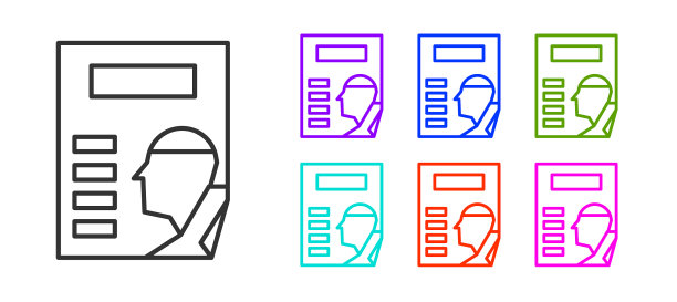 黑线电影海报图标孤立在白色图片下载