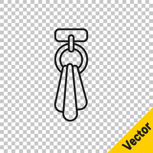 黑线毛巾在一个挂钩图标孤立在透明的背景。浴室毛巾图标。向量图片下载