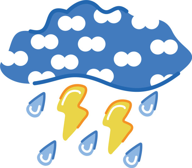 电风暴天气符号孤立图标图片下载