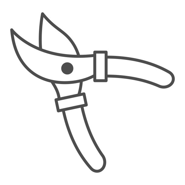 花园剪子细线图标，花园和园艺概念，剪子签在白色的背景，园艺剪刀图标轮廓风格的移动概念和网页设计。矢量图形。图片下载