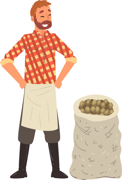 友善的男性农民卖新鲜的有机土豆图片下载