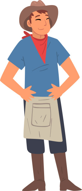 男农民性格开朗，戴着帽子，围着围裙图片下载