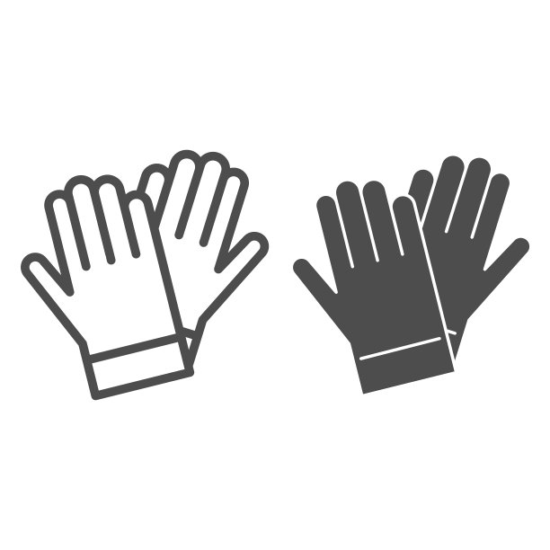 园丁手套线和固体图标，花园和园艺概念，橡胶手套标志在白色背景，保护手套图标轮廓风格的移动概念和网页设计。矢量图形。图片下载