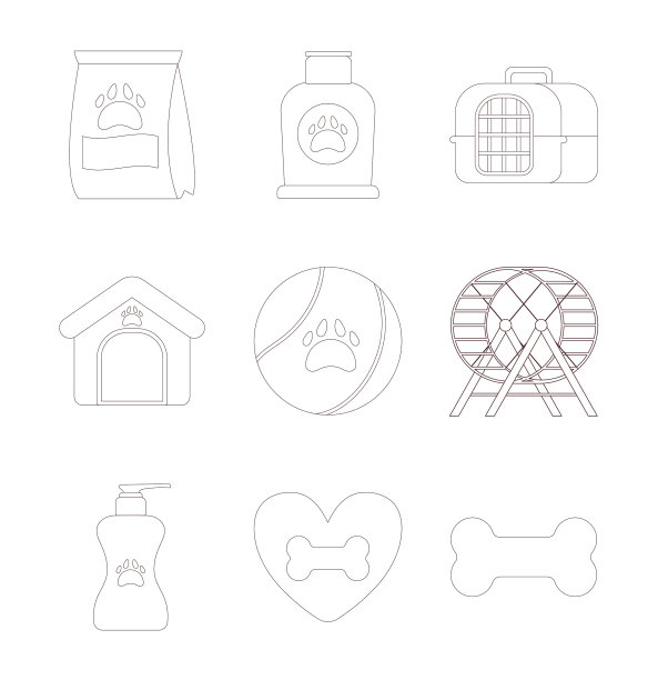 设置图标与宠物配件系列风格图片下载