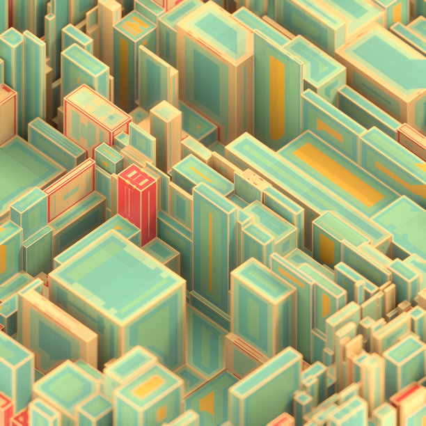 摘要三维渲染数字插图。未来城市设计元素图片下载