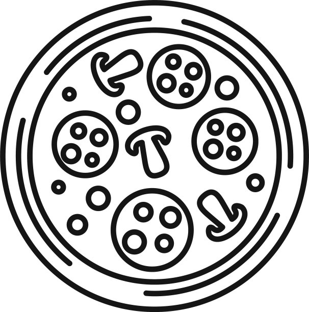 蘑菇橄榄披萨图标轮廓风格图片下载