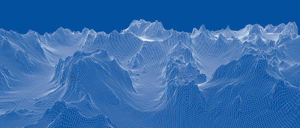 抽象三维线框景观蓝图风格图片下载