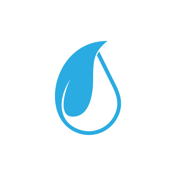 简单滴蓝色水绿叶形状的标志图片下载