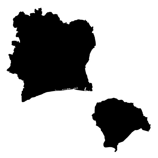 地图科特迪瓦和亚穆苏克罗国家和图片下载