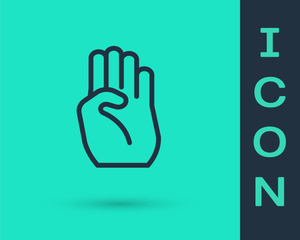 黑线印度符号手图标孤立在绿色背景。向量图片下载