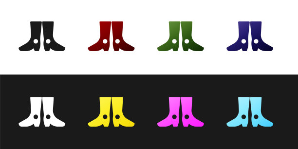 设置乌克兰国家鞋类图标孤立的黑色和白色背景。传统民族靴子。向量图片下载